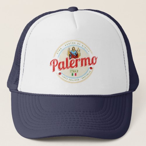 Palermo Capital Of Sicily Italy Vintage Souvenir Trucker Hat
