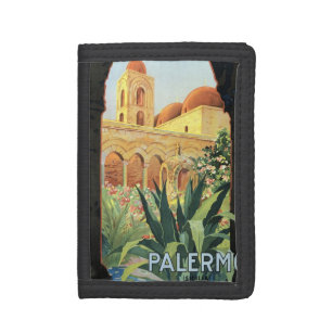 Palermo Church in Italy, Vintage Travel Poster Art Trifold Wallet