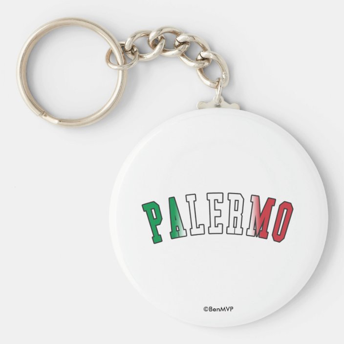 Palermo in Italy National Flag Colors Keychain