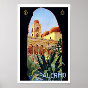 Palermo Italy Church Europe Vintage Travel Poster