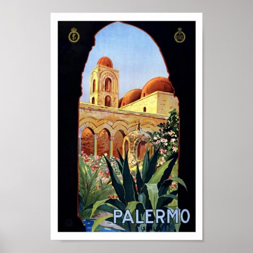 Palermo Italy Church Europe Vintage Travel Poster