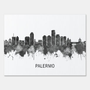 Palermo Italy Skyline BW Sign