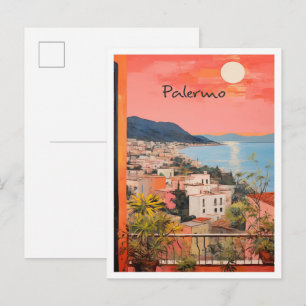 Palermo Italy Vintage Travel Art Postcard