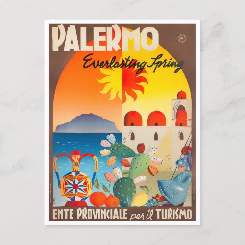 Palermo Italy vintage travel Postcard