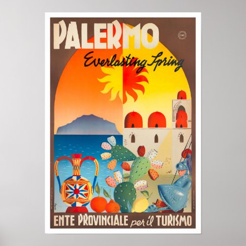 Palermo Italy vintage travel Poster