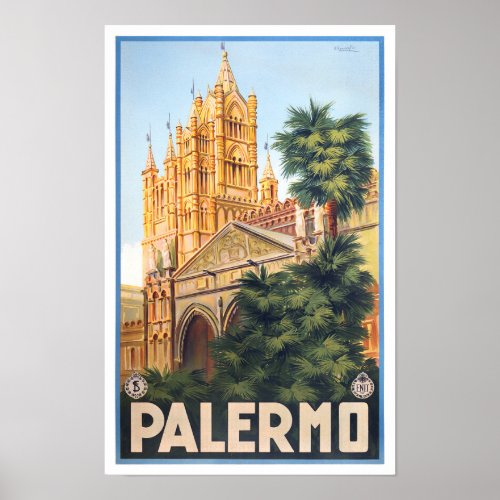 Palermo Italy vintage travel Poster