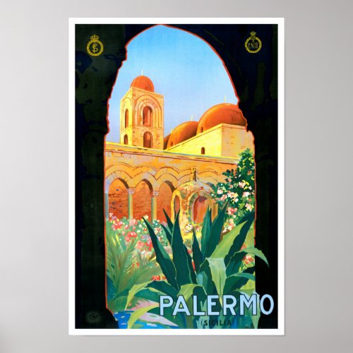 Palermo Italy vintage travel Poster