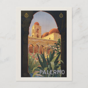 Palermo Sicilia 1920s Vintage Travel Poster Postcard