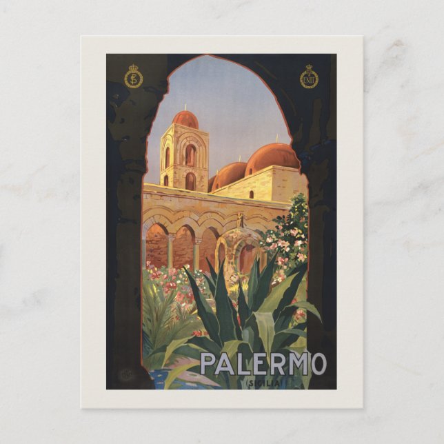 Palermo Sicilia 1920s Vintage Travel Poster Postcard (Front)