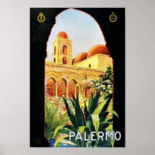 Palermo Sicilia Vintage Travel Poster Restored