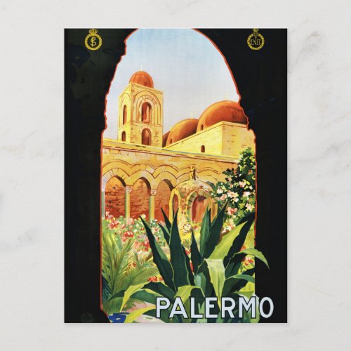 Palermo Sicilia Vintage Travel Poster Restored Postcard