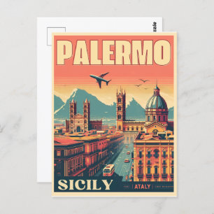 Palermo sicily italian vintage souvenir gifts postcard