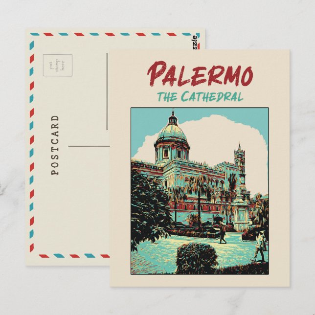 Palermo, The Cathedral illustration Sicily Italy P Postcard (Front/Back)