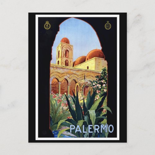 Palermo Vintage Travel Poster Postcard