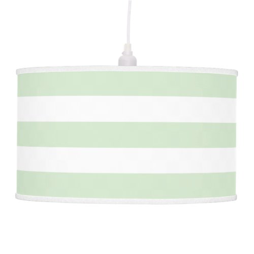 Palest Green and White Striped Hanging Lamp