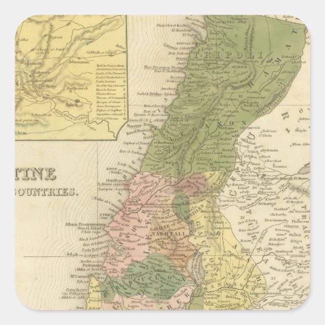 Palestine and Adjacent Countries Square Sticker (Front)