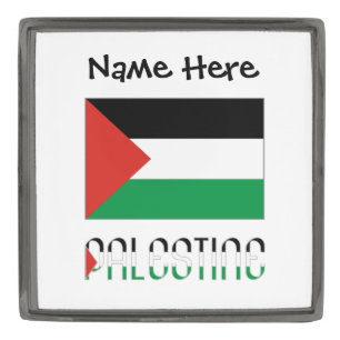 Palestine and Palestinian Flag Personalized  Gunmetal Finish Lapel Pin