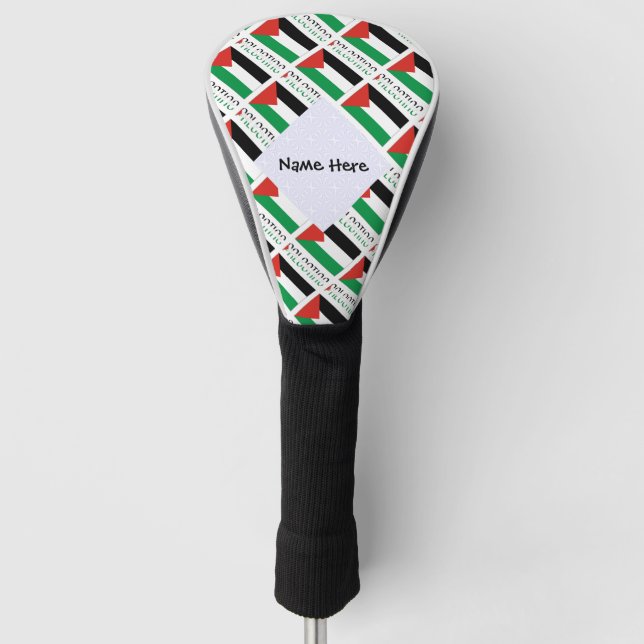 Palestine and Palestinian Flag Tiled Personalized  Golf Head Cover (Front)