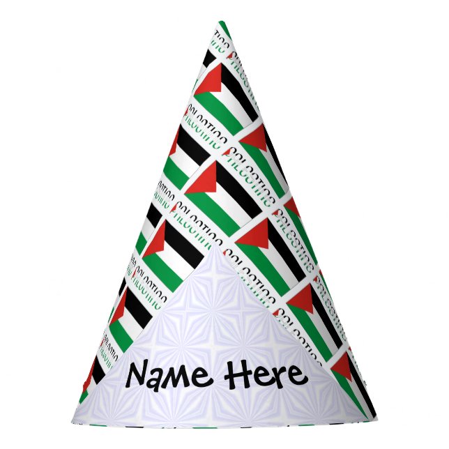 Palestine and Palestinian Flag Tiled Personalized  Party Hat (Front)