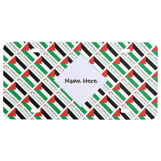 Palestine and Palestinian Flag Tiled with Your Nam License Plate (Front)