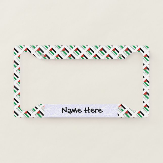 Palestine and Palestinian Flag Tiled with Your Nam License Plate Frame (Front)