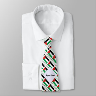 Palestine and Palestinian Flag Tiled with Your Nam Neck Tie