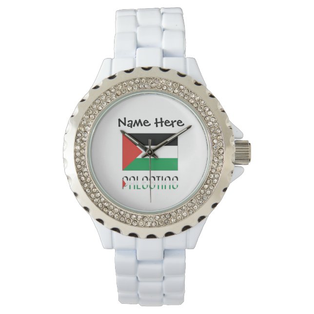 Palestine and Palestinian Flag with Your Name Watch (Front)