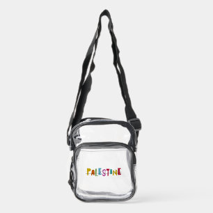 PALESTINE Arabic Name Colorful  Clear Crossbody Bag