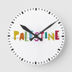 PALESTINE Arabic Name Colorful Tote Bag Watch Round Clock