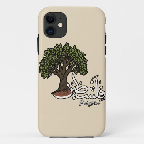 Palestine Arabic word with Palestinian Olive Tree  iPhone 11 Case