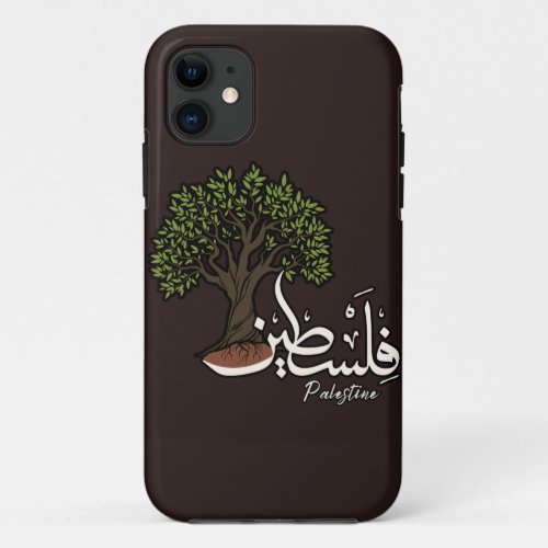 Palestine Arabic word with Palestinian Olive Tree  iPhone 11 Case