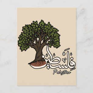 Palestine Arabic word with Palestinian Olive Tree Postcard