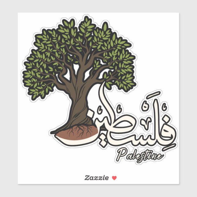 Palestine Arabic word with Palestinian Olive Tree  Sticker (Sheet)