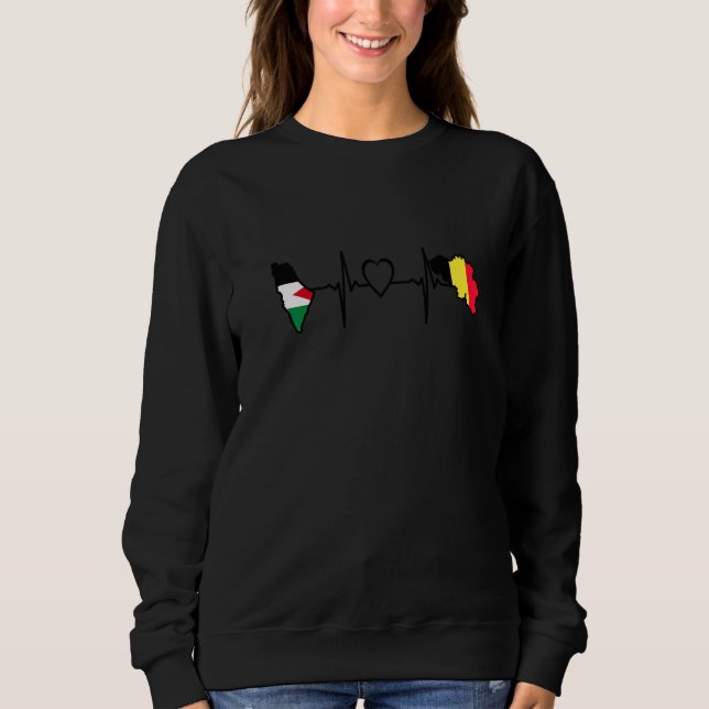 Palestine Belgium Flag Palestinian Belgian Heartbe Sweatshirt (Front)