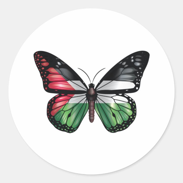 Palestine butterfly monarch flag classic round sticker (Front)