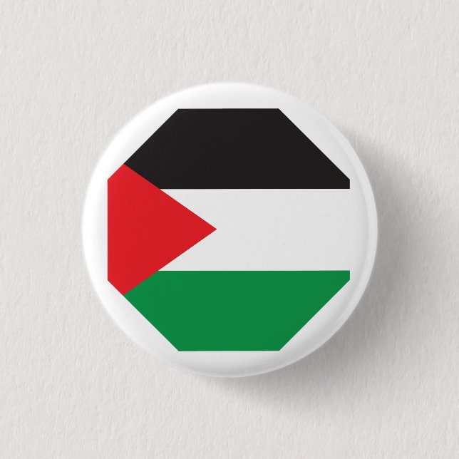 Palestine Button, Patriotic Palestinian Flag Button (Front)