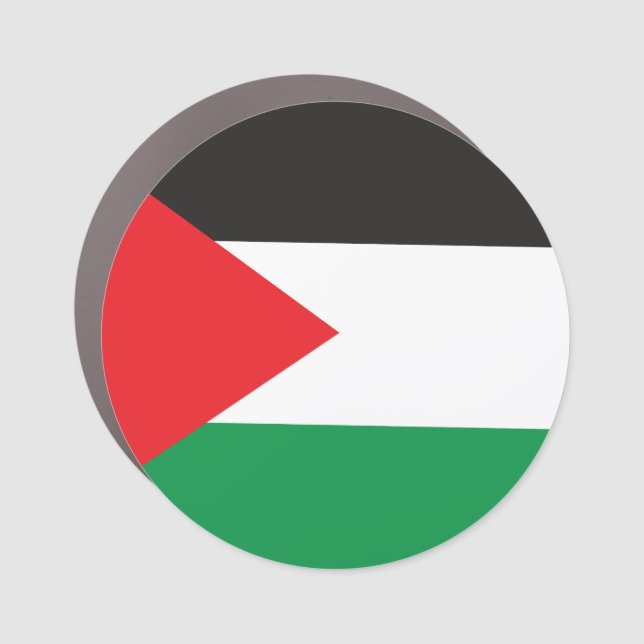 Palestine Button, Patriotic Palestinian Flag Car Magnet (Front)
