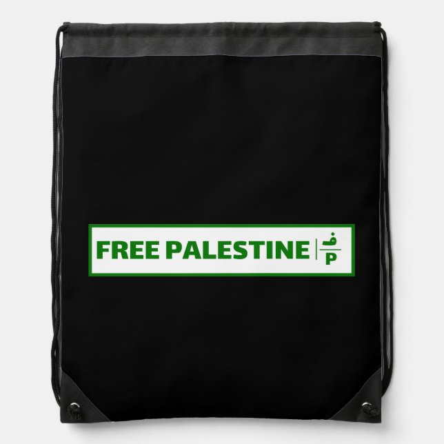 Palestine car registration plate - Free Palestine. Drawstring Bag (Front)