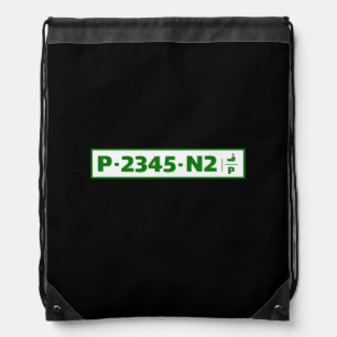 Palestine car registration plate - not real  drawstring bag