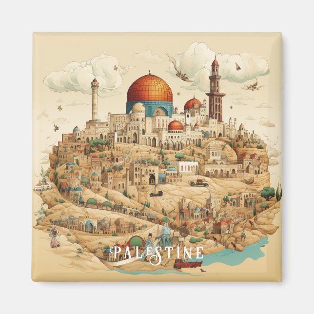 Palestine City Illustration Magnet (Front)