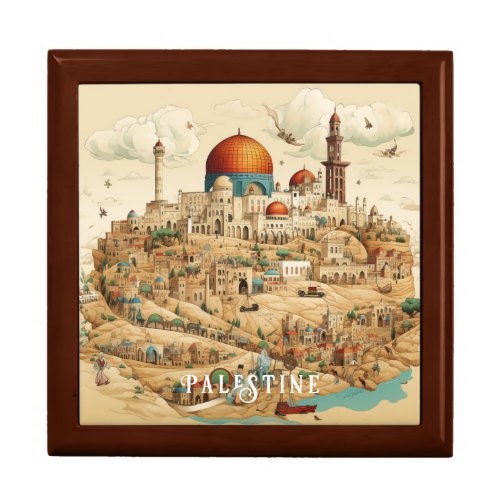 Palestine City Scape Illustration Gift Box