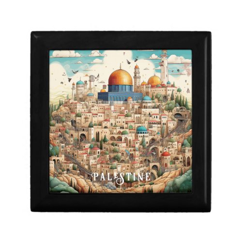 Palestine City Scape Illustration Gift Box