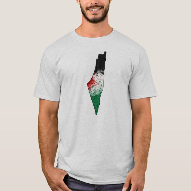 Palestine Country Outline Flag T-Shirt (Front)