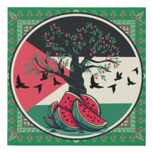 palestine culuture  palestine watermelon olive t faux canvas print