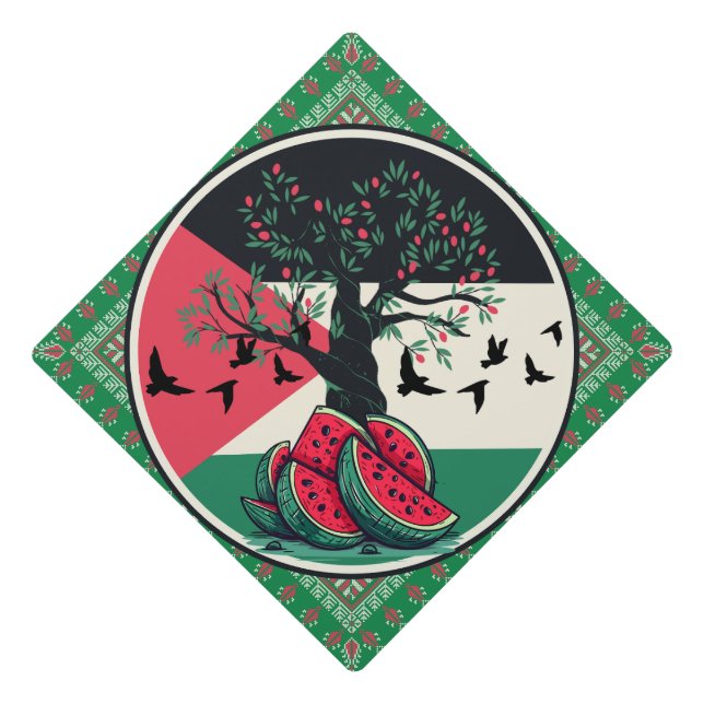 palestine culuture | palestine watermelon, olive t graduation cap topper (Front)
