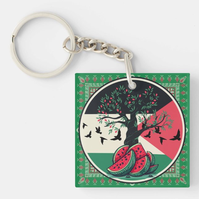 palestine culuture | palestine watermelon, olive t keychain (Front)