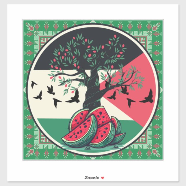 palestine culuture | palestine watermelon, olive t sticker (Sheet)