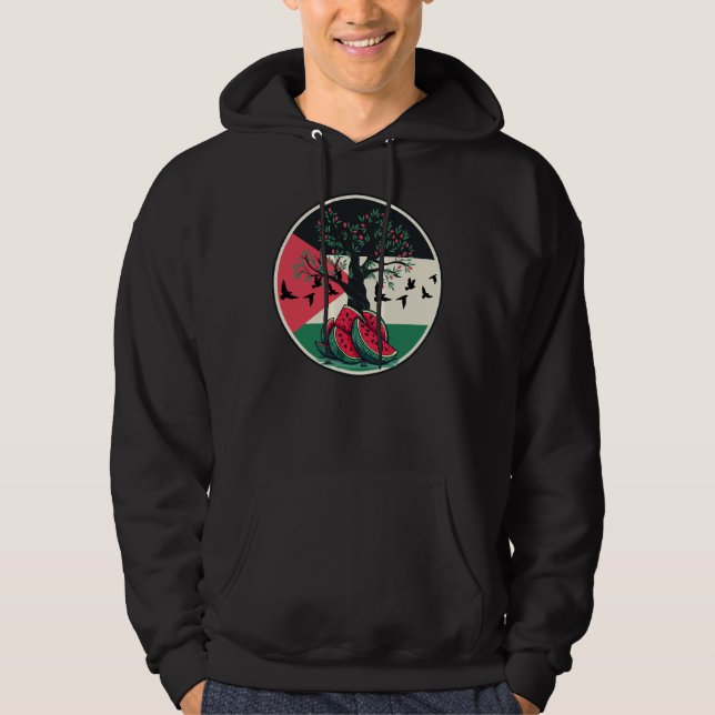 palestine culuture palestine watermelon olive tree hoodie (Front)