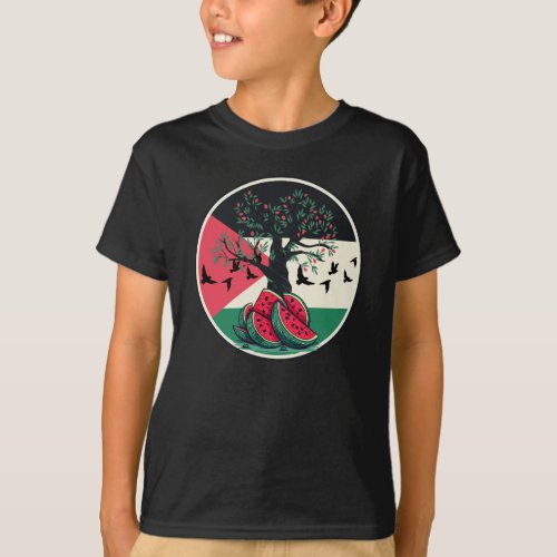 palestine culuture palestine watermelon olive tree T_Shirt