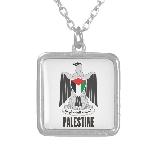 PALESTINE - emblem/flag/coat of arms/symbol Silver Plated Necklace (Front)
